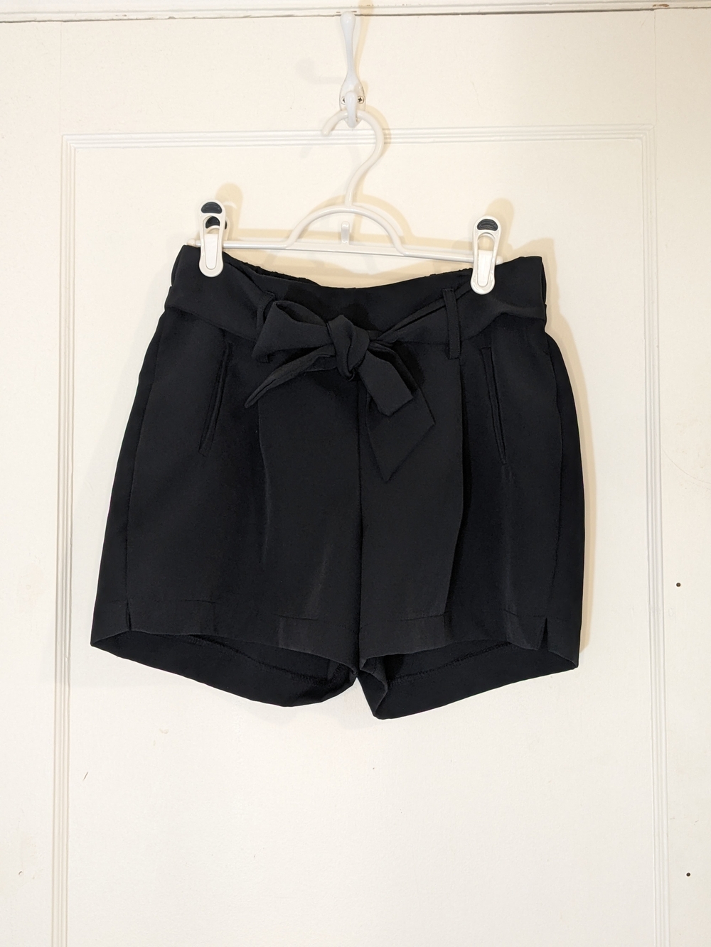 Ardene Black High-Waist Tie-Belt Paperbag Shorts